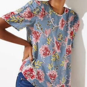 Blue Floral Puff Sleeve